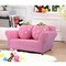 Pink Children Sofa with Soft Coral Fleece and Cute Strawberry Cushions